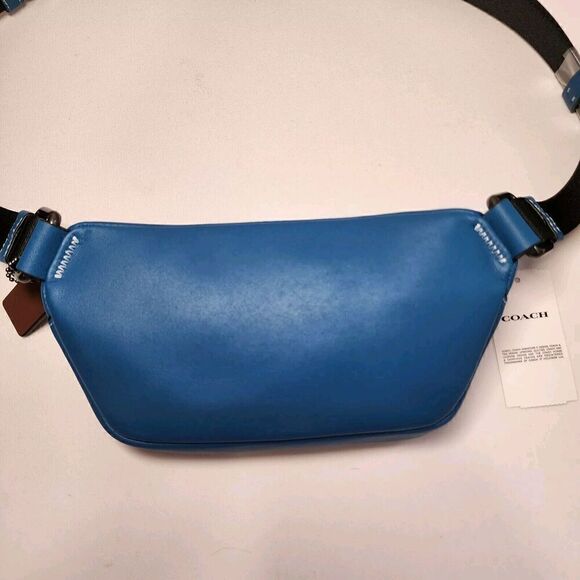 NWT Coach CR210 Elias Mini Belt Bag Checkerboard Sling Fanny Blue Jay Chalk - Picture 3 of 4